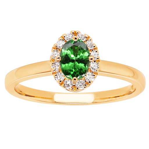 Princess Diana timantti-tsavoriittisormus 0,12ct keltakulta