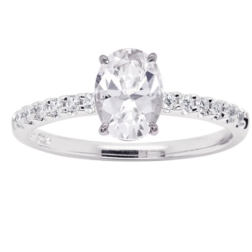 Princess Rania timantti-topaasisormus 0,12ct valkokulta