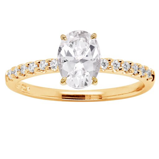 Princess Rania timantti-topaasisormus 0,12ct keltakulta