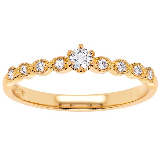 Princess Amelie timanttisormus yht. 0,15ct keltakulta