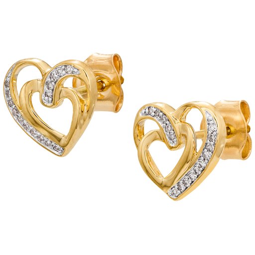 Timanttikorvakorut yht. 0,06ct keltakulta