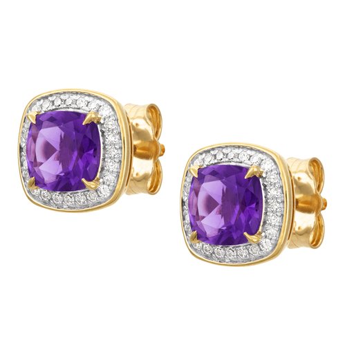 Timantti-ametistikorvakorut 0,10ct liila ametisti
