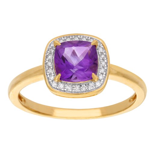 Timantti-ametistisormus 0,06ct liila ametisti