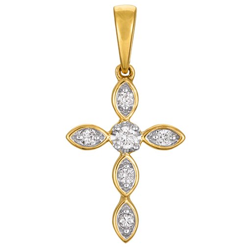 Timanttiristi yht. 0,07ct keltakulta