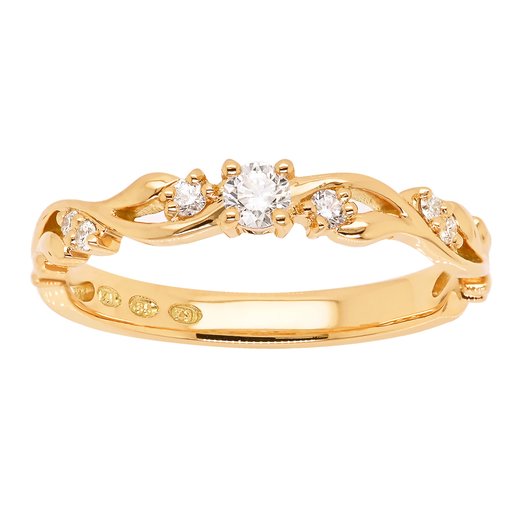 Princess Eleonore timanttisormus yht. 0,17ct keltakulta