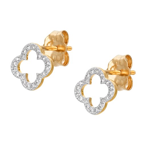 Timanttikorvakorut yht. 0,08ct apila keltakulta