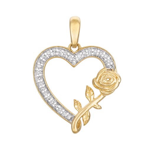 Timanttiriipus yht. 0,07ct sydän ruusu keltakulta