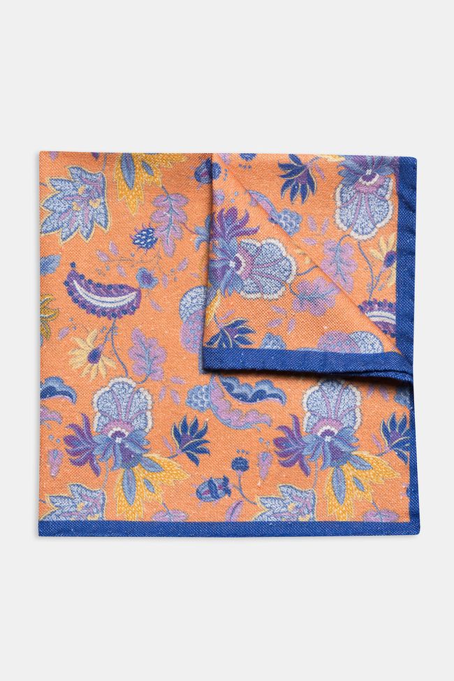 leaf patterned silk and cotton Handkerchief