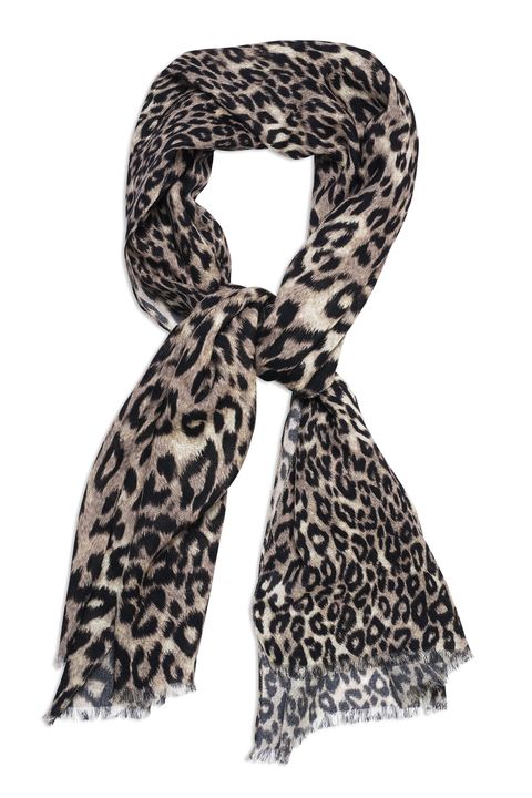 Leopard patterned wool scarf