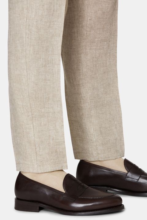 Regular Fit High Waist Linen Trousers