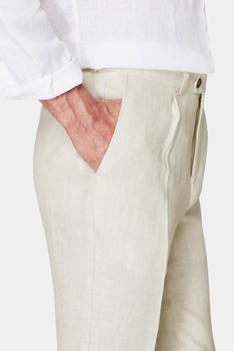 Regular Fit High Waist Linen Trousers