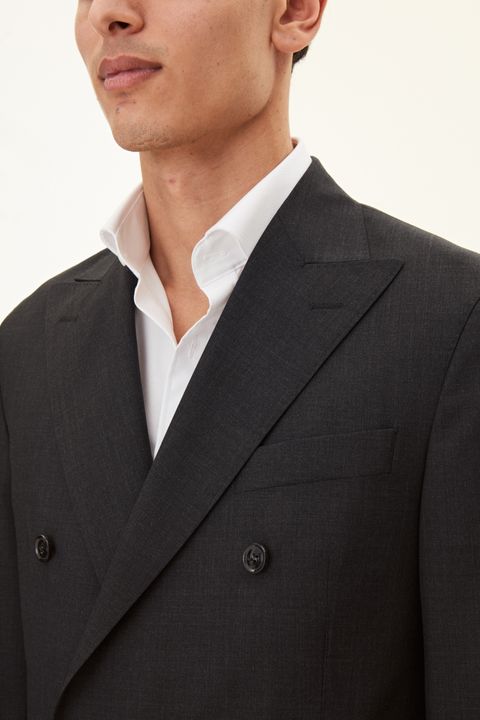 Regular Fit Double Breasted Microstructure Blazer