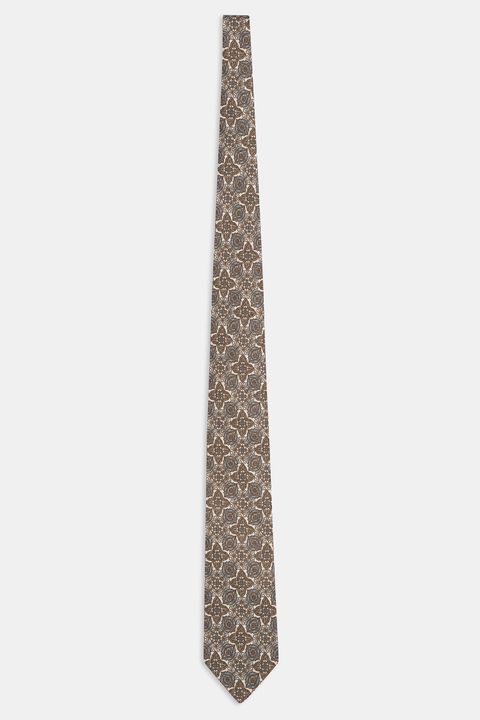 Patterned linen and silk tie