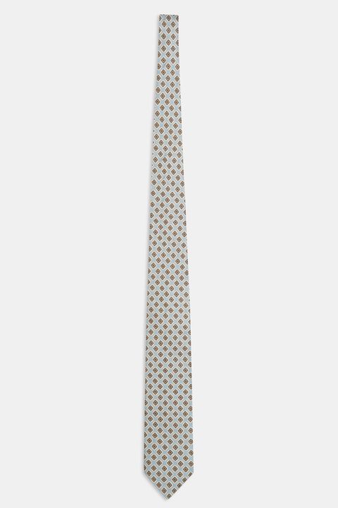 Patterned linen and silk tie