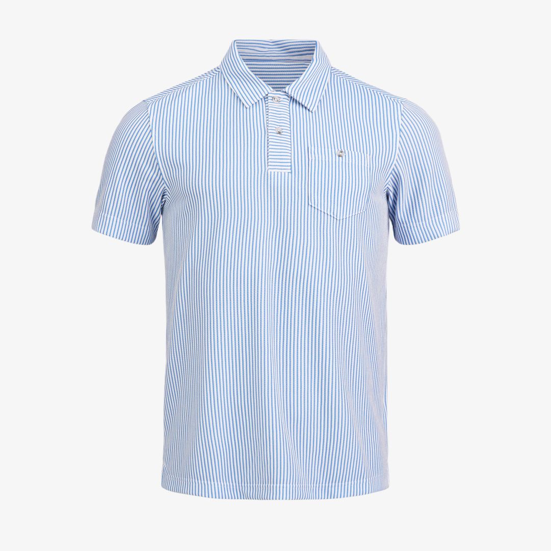Brassie Polo, Blue Poppy Stripe Ett kortärmat och ledigt sommarplagg i unisex-modell för en lättsam sommarlook