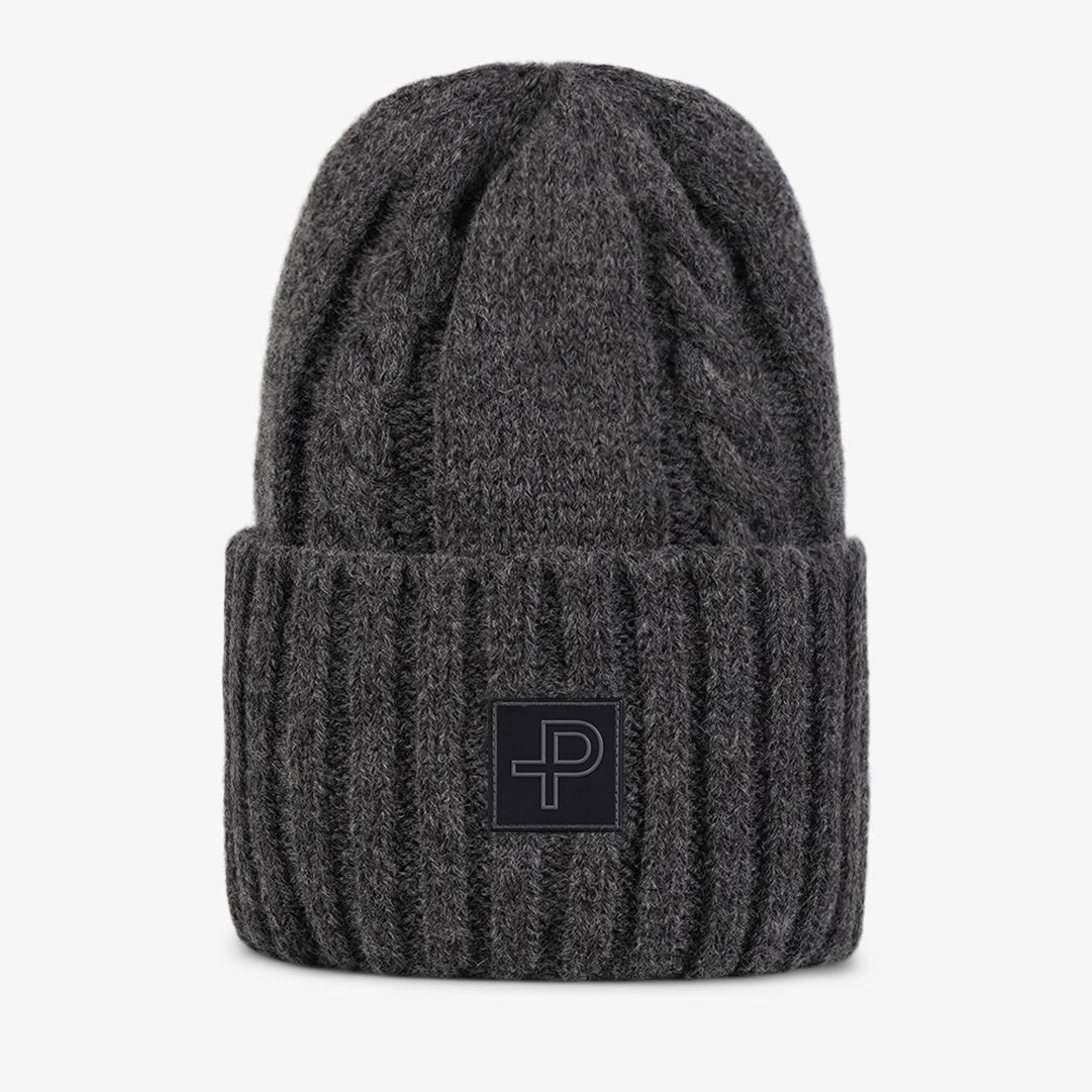 Cabane Knitted Hat, Dk Grey Melange