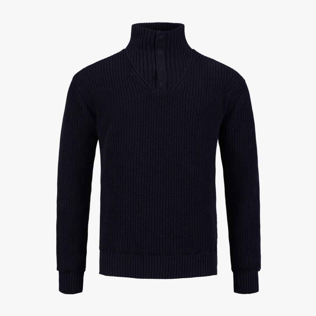 Campe WB Sweater, Dk Navy Blue Mjuka och sköna Campe WB Sweater är en vindresistent ribbstickad tröja tillverkad i högkvalitativ bomull