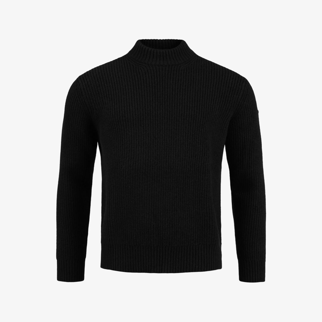 Essen sweater, Ink Ribbstickad tröja med halvpolo och en Pelle P-logo i metall på vänster ärm