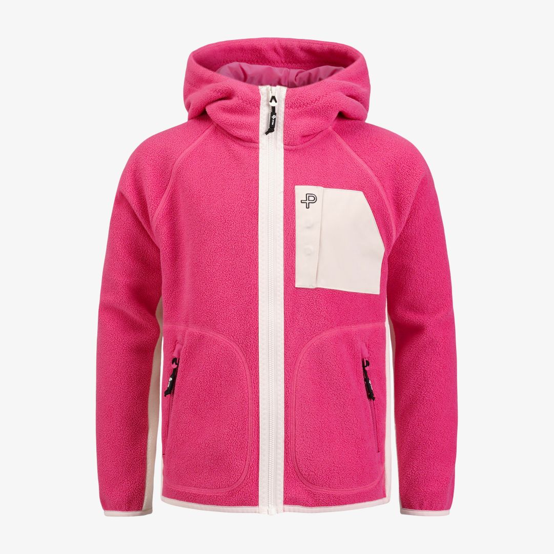 JR Loft Hood, Cyclamen Mångsidig och värmande hoodie i mjuk stretchig fleece för de yngre
