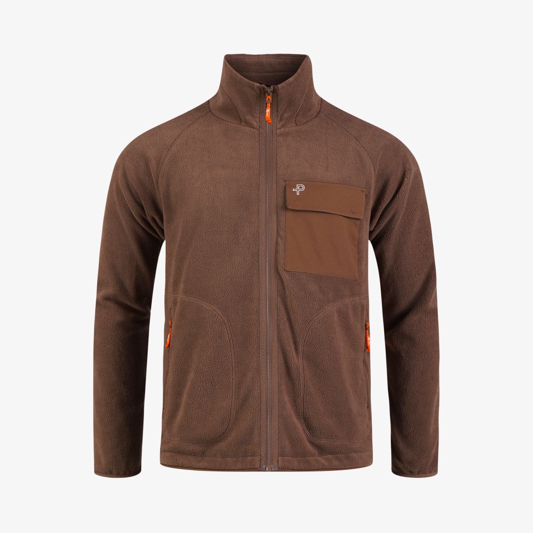 Loft WP zip, Latte Vindtät fleecetröja med dragkedja framtill och hög krage, tillverkad i 100% återvunnen polyester