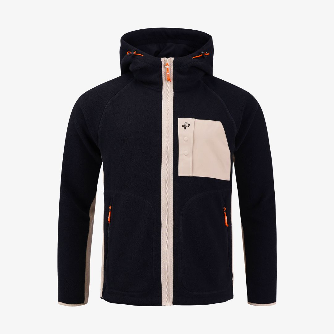 Loft hood, Dk Navy Blue Mångsidig och värmande hoodie i mjuk stretchig fleece