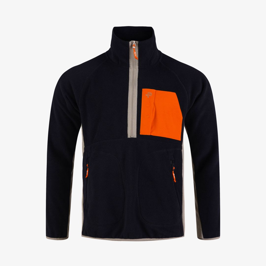 Loft sweater, Dk Navy Blue Mysig fleecetröja med dragkedja i halsen och hög krage, tillverkad i 100% återvunnen polyester