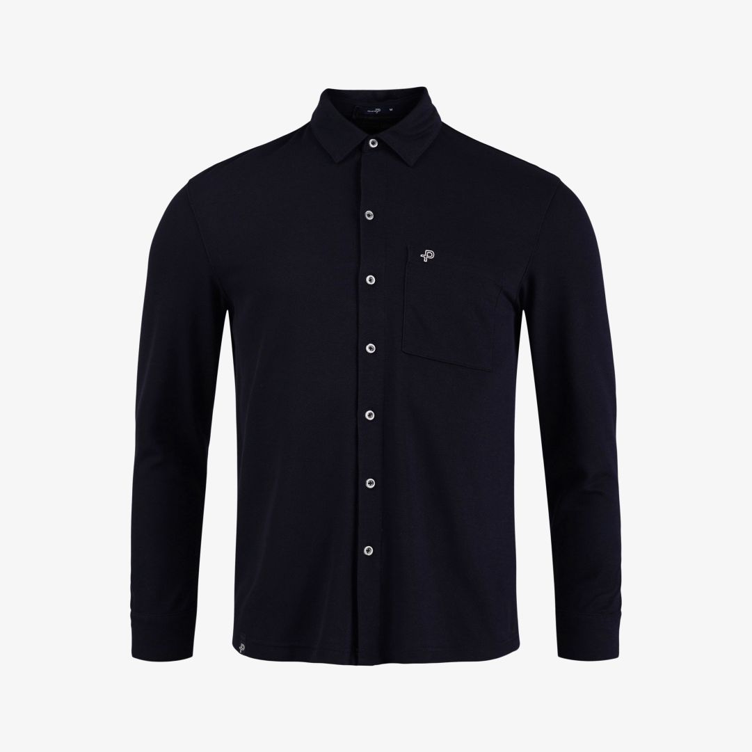 Newport Shirt, Dk Navy Blue Avslappnad skjorta med utanpåliggande bröstficka
