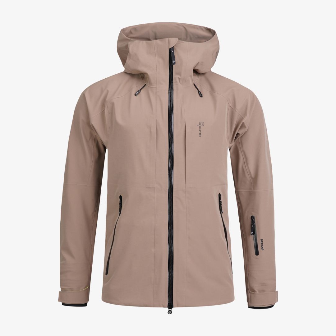 Notch Ski jacket, Toffee Denna skidjacka är tillverkad i ett 100% återvunnet material med Hi:RES® 20K3L-stretchmembran som är både vind- och vattentät