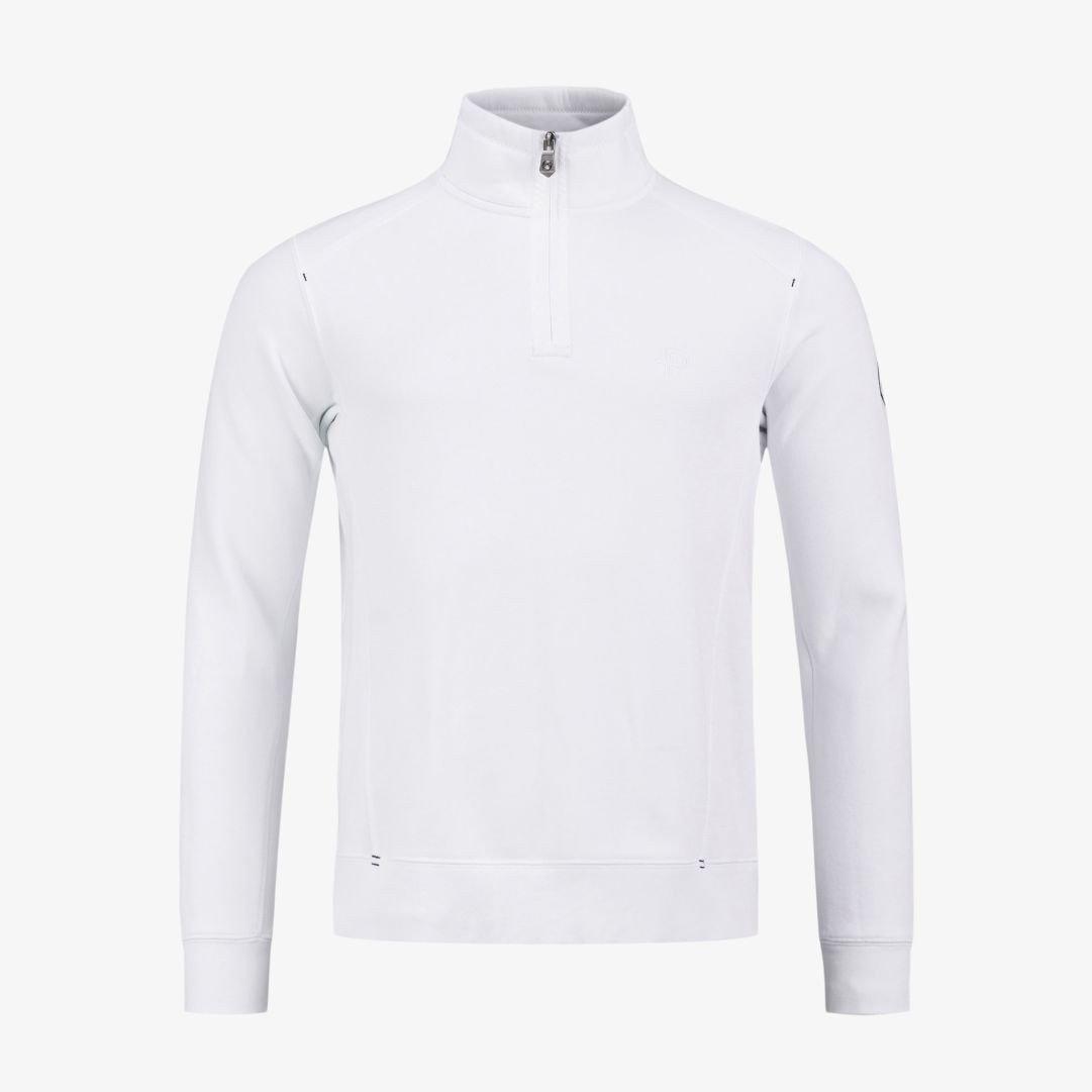 P-Half Zip, White Denna herrtröja är tillverkad i en blandning av bomull och polyester, och har en normal passform