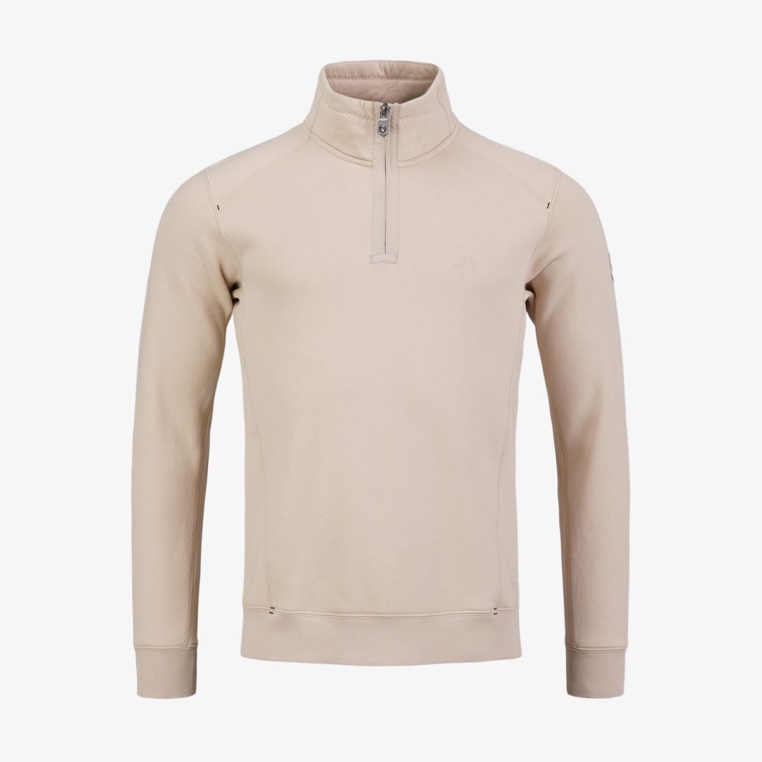 P-Half Zip, Lt. Beige Oak Denna herrtröja är tillverkad i en blandning av bomull och polyester, och har en normal passform