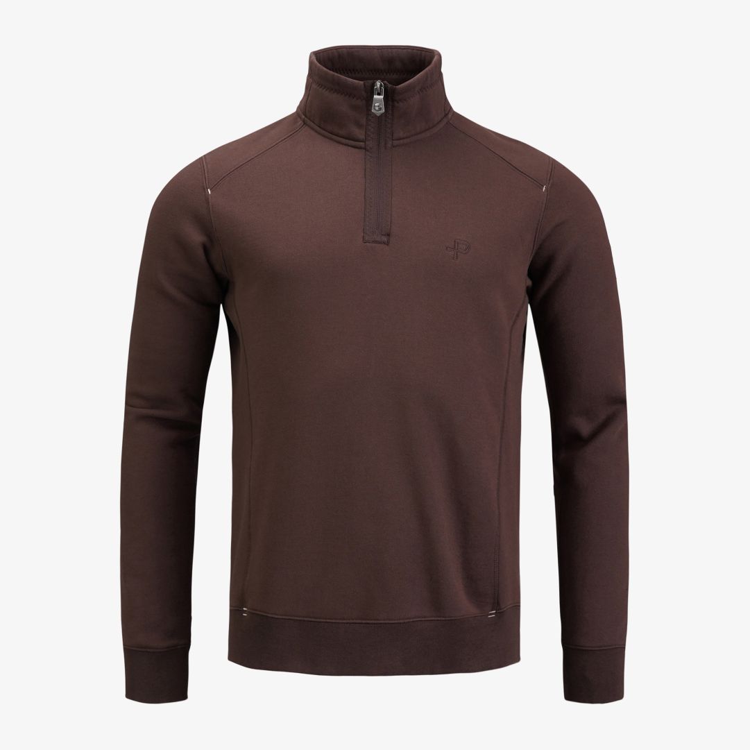 P-Half Zip, Carob Brown Denna herrtröja är tillverkad i en blandning av bomull och polyester, och har en normal passform P-Half Zip, Carob Brown Denna herrtröja är tillverkad i en blandning av bomull och polyester, och har en normal passform