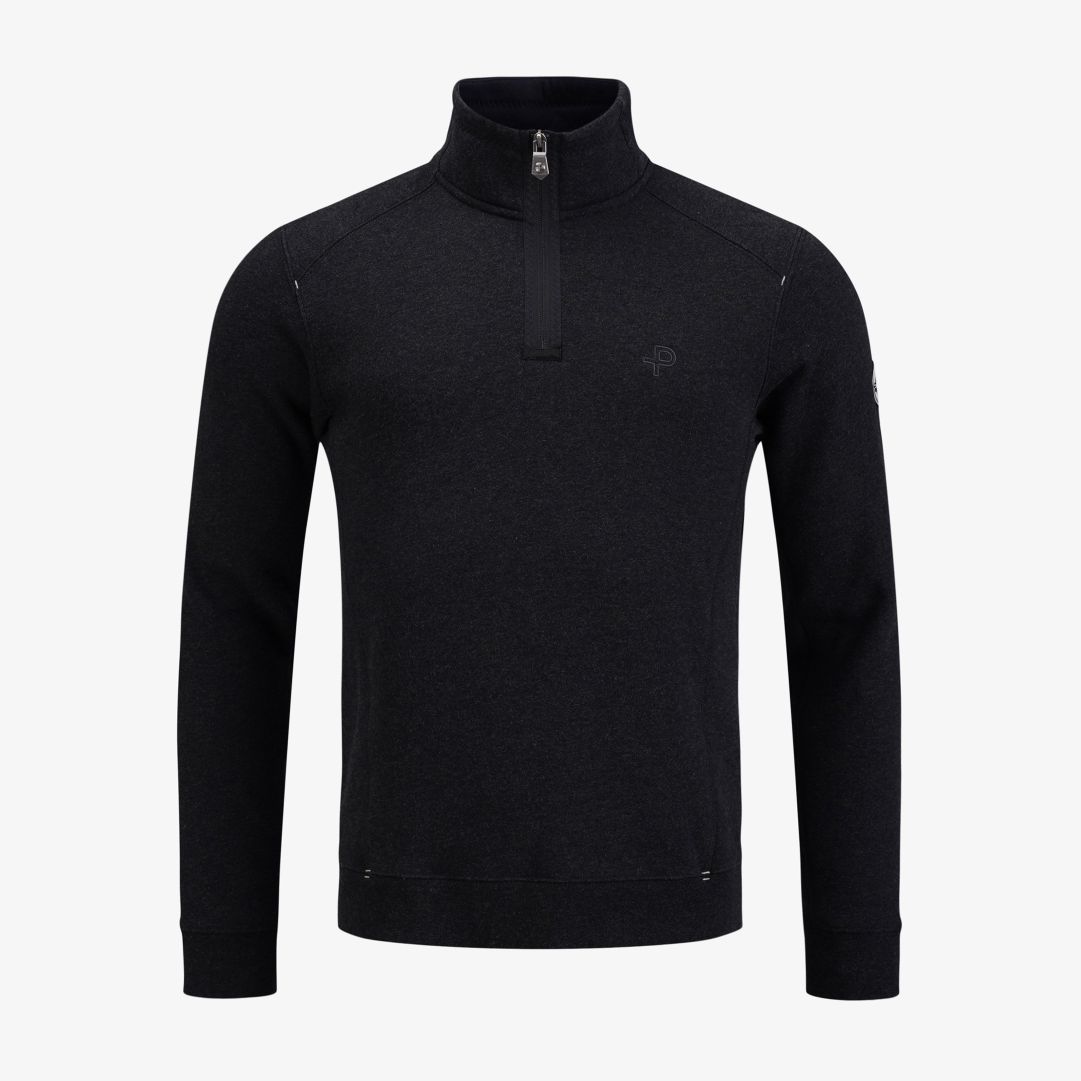 P-Half Zip, Charcoal Melange Denna herrtröja är tillverkad i en blandning av bomull och polyester, och har en normal passform