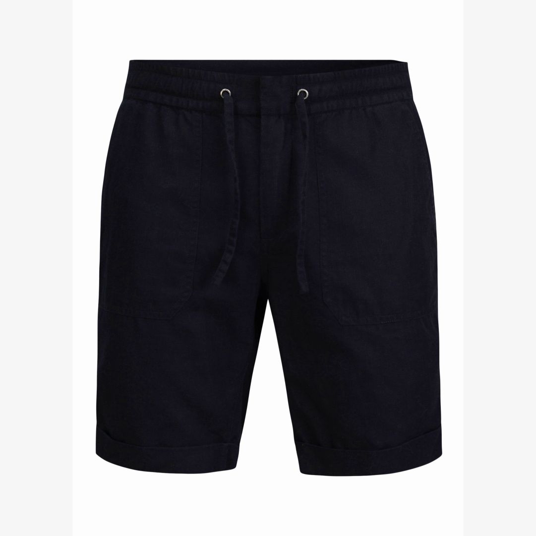 Staple Shorts, Dk Navy Blue Avslappnade shorts gjorda i bomulls och linnemix - perfekt för lata semesterdagar i solen
