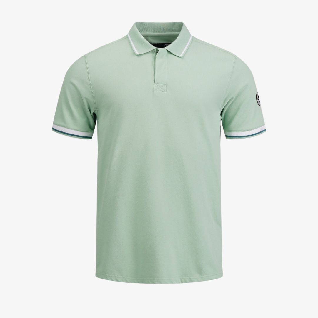 Tide Polo, Prehnit Green Klassisk kortärmad piké med kontrastfärgade detaljer på kragen och ärmarna och Pelle P-brodyr på ärmen