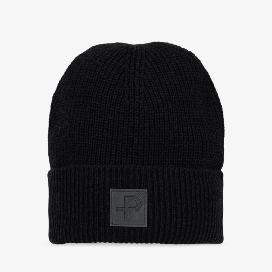 Tiller Knitted Hat, Ink Snygg stickad mössa med uppvik, tillverkad i ull och akryl, med reflexdetalj framtill