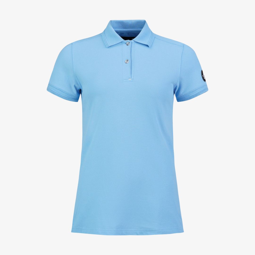 W Crew Polo, Blue Akoya Crew Polo är en stilren kortärmand pikétröja