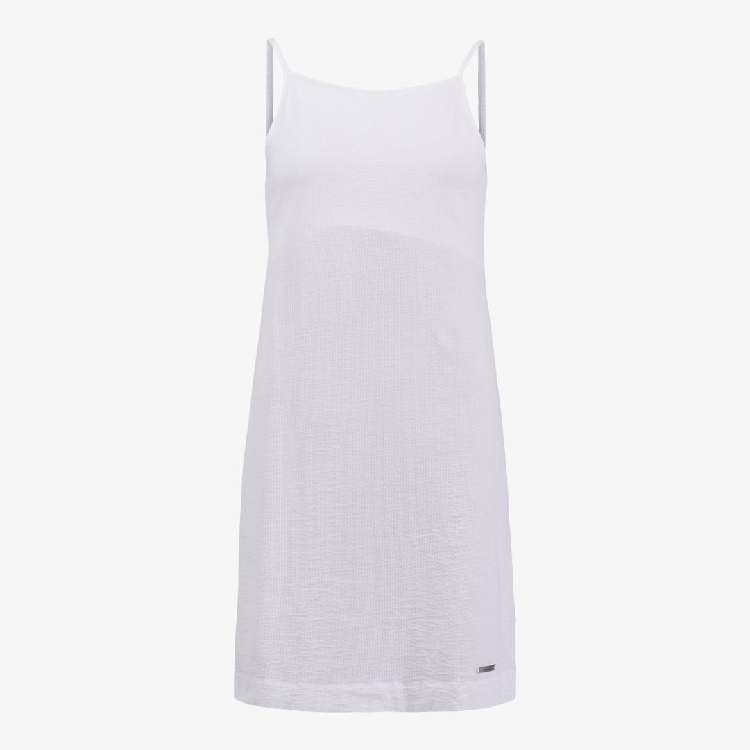 W Dock Strap Dress, White Det här är klänningen du vill använda varje dag i sommar! Jersey med bäckeböljastruktur ger en mjuk och lätt känsla mot krop