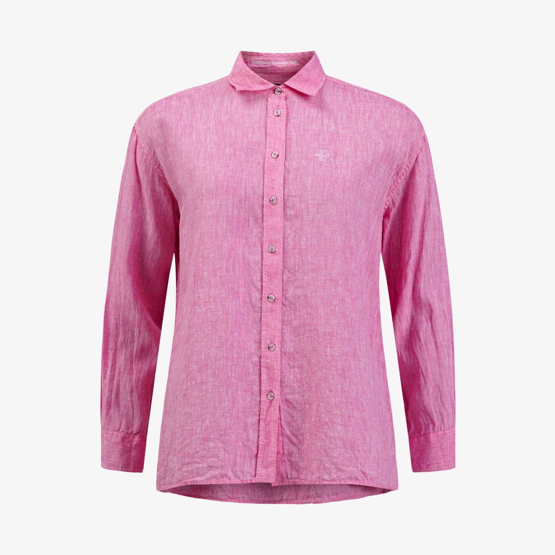 W Linen Breeze Shirt, Cyclamen Mélange Linen Breeze Shirt är tillverkad i ett mjukt och luftigt tyg av 100% linne W Linen Breeze Shirt, Cyclamen Mélange Linen Breeze Shirt är tillverkad i ett mjukt och luftigt tyg av 100% linne