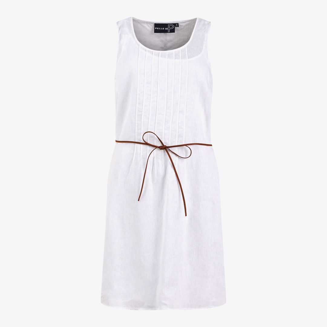 W Linen Dress, White Sval och skön sommarklänning