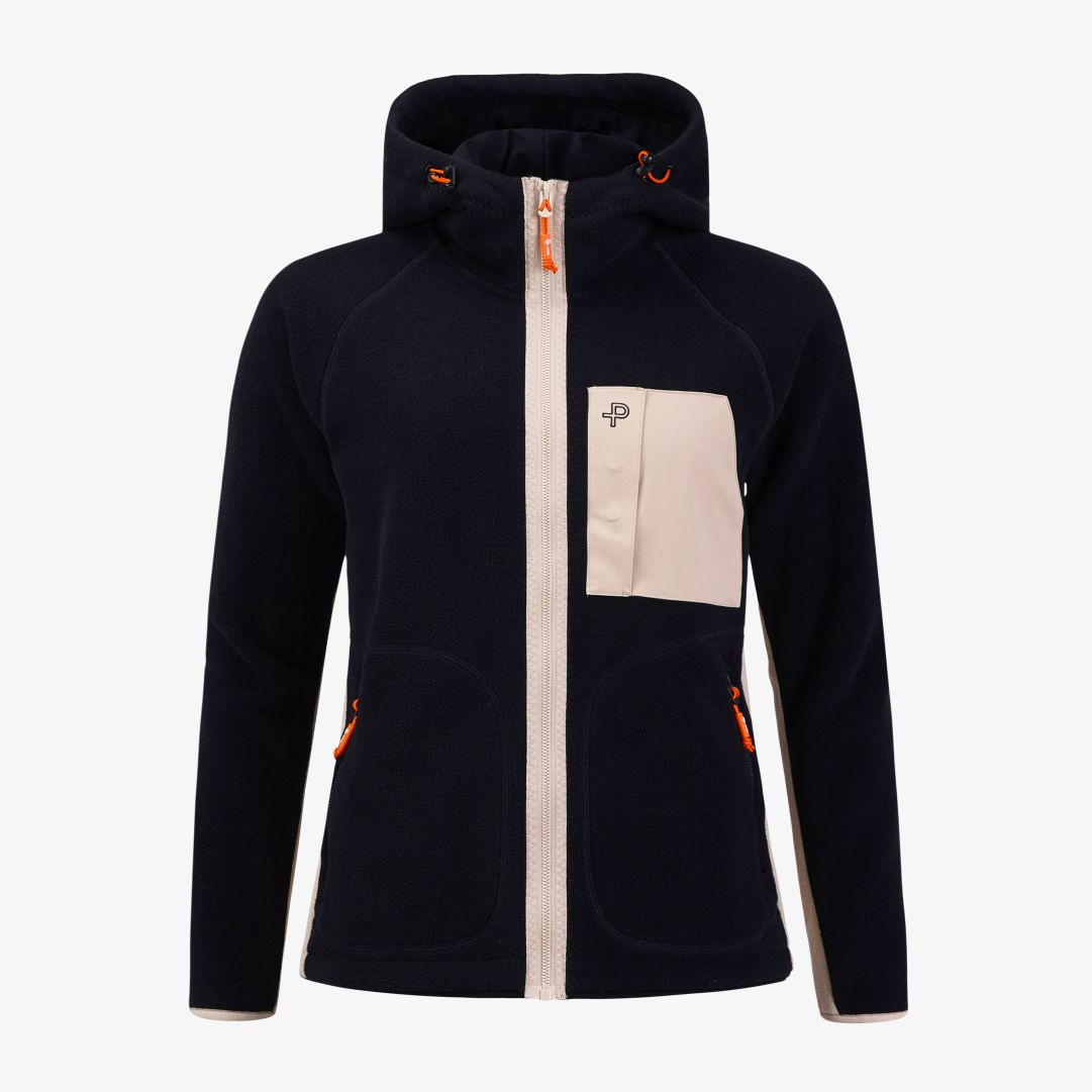 W Loft hood, Dk Navy Blue Mångsidig och värmande hoodie i mjuk stretchig fleece