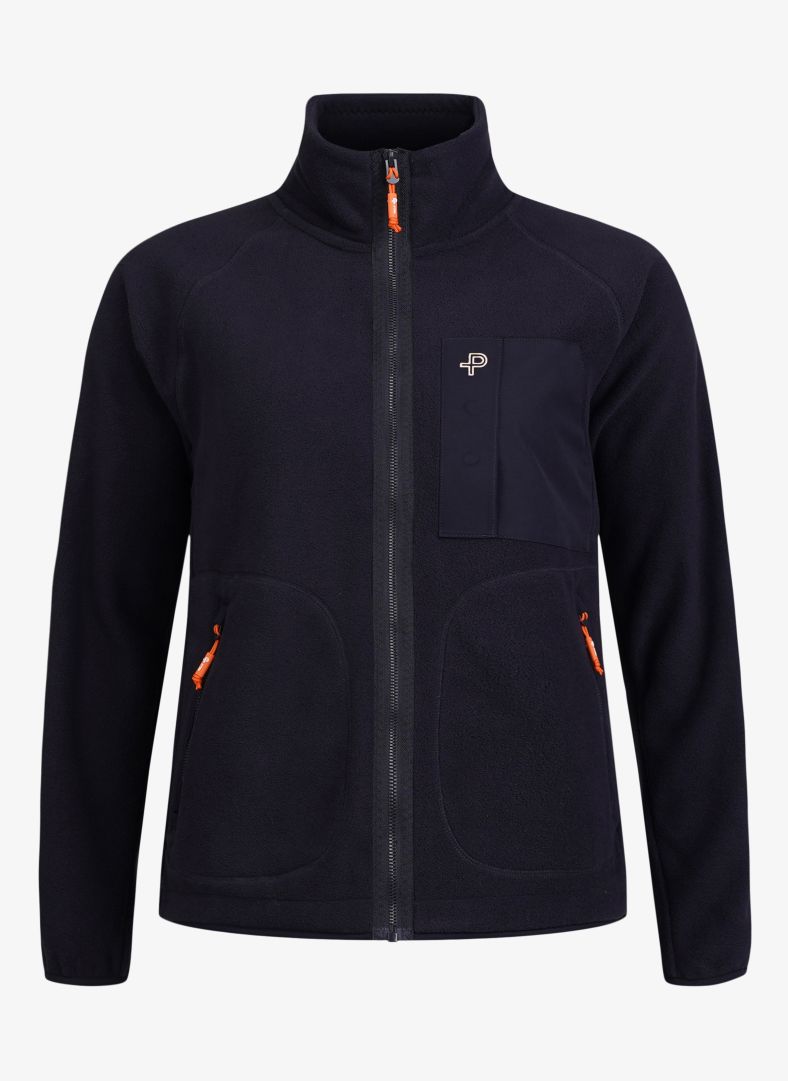 W Loft zip, Dk Navy Solid Mångsidigt och värmande mellanlager i mjuk stretchig fleece