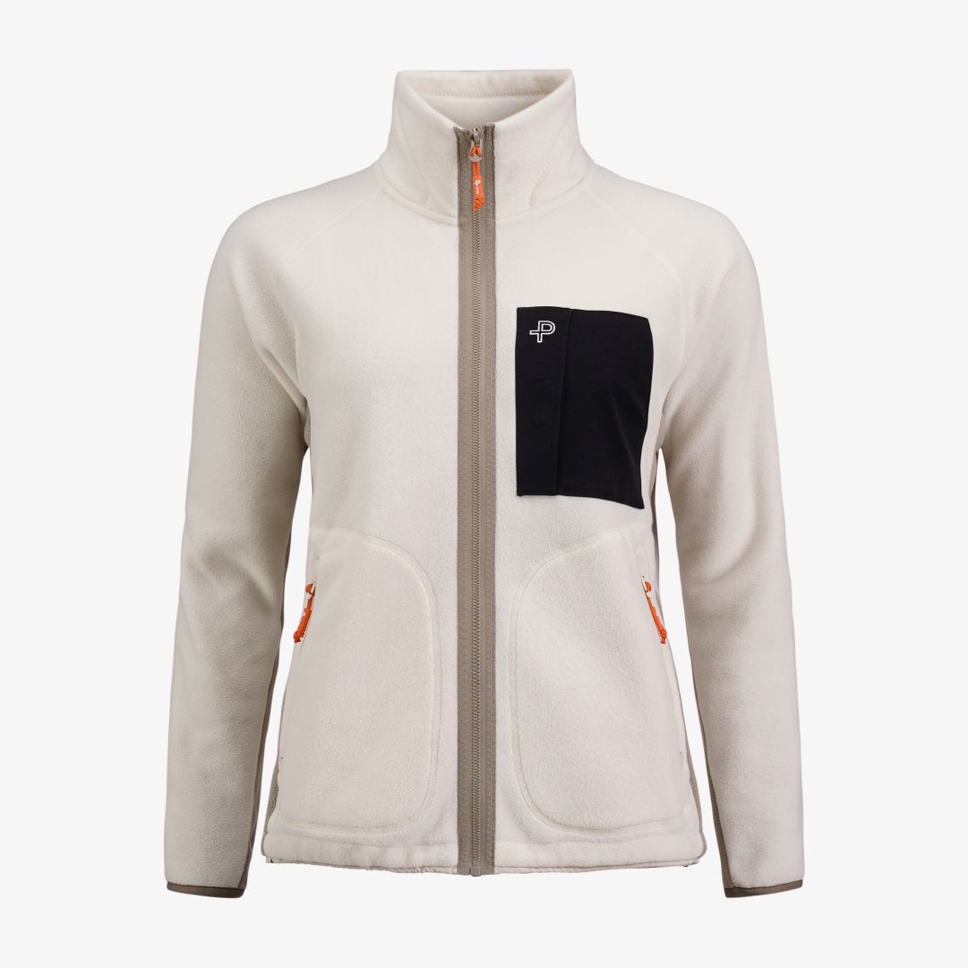 W Loft zip, Bleached Sand Mångsidigt och värmande mellanlager i mjuk stretchig fleece