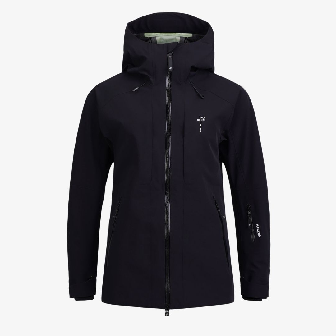 W Notch ski jacket, Ink Denna skidjacka är tillverkad i ett 100% återvunnet material med Hi:RES® 20K3L-stretchmembran som är både vind- och vattentätt