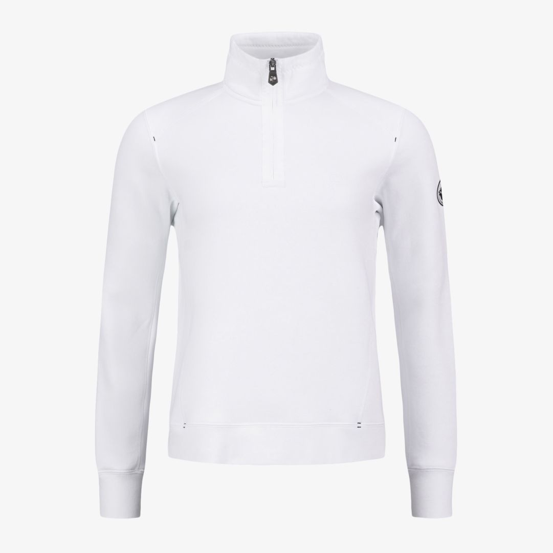 W P-Half Zip, White Damtröja tillverkad i bomull och polyester, med en mjuk borstad insida för extra komfort