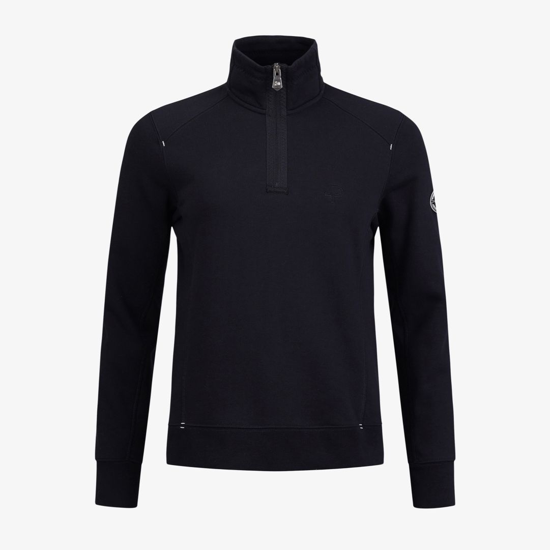 W P-Half Zip, Dk Navy Blue Damtröja tillverkad i bomull och polyester, med en mjuk borstad insida för extra komfort