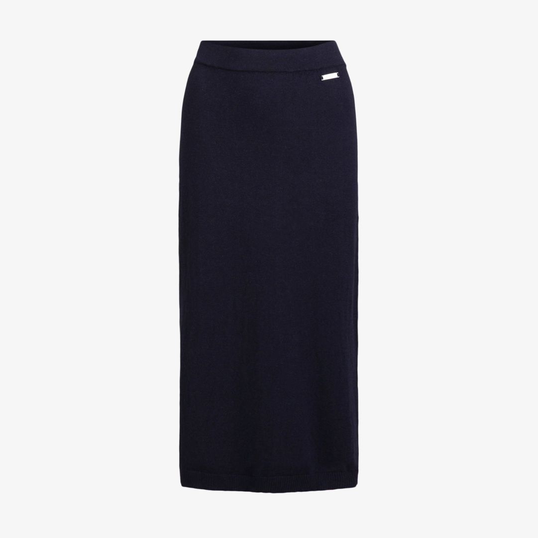 W Tiller skirt, Dk Navy Blue Stickad kjol tillverkad i en mjuk blandning av ekologisk bomull och kashmir som ger en bekväm och exklusiv känsla