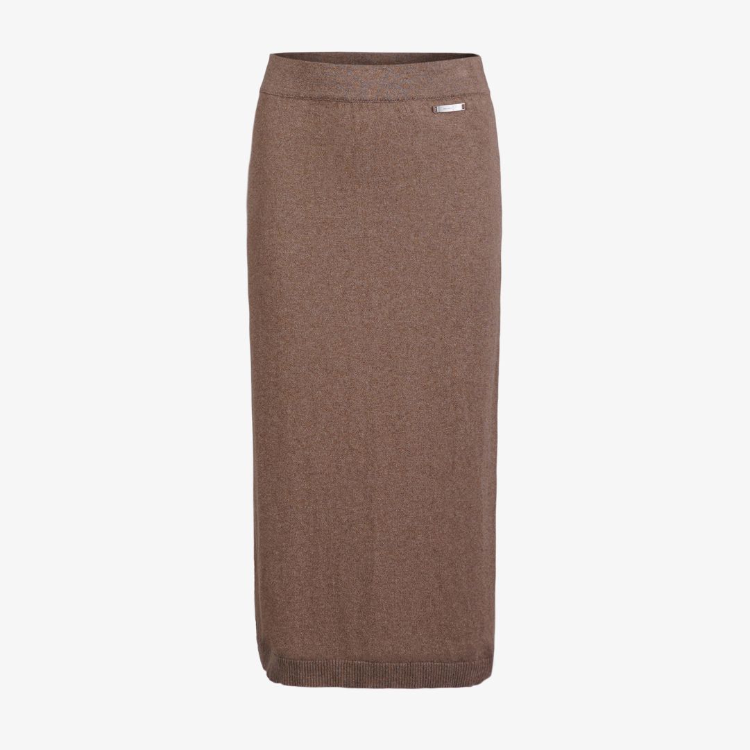 W Tiller skirt, Cobblestone Mélange Stickad kjol tillverkad i en mjuk blandning av ekologisk bomull och kashmir som ger en bekväm och exklusiv känsla
