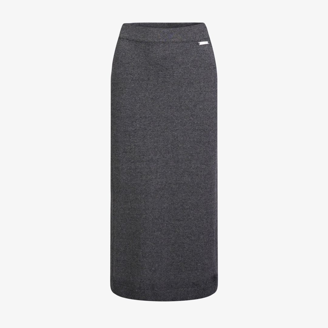 W Tiller skirt, Dk Grey Melange Stickad kjol tillverkad i en mjuk blandning av ekologisk bomull och kashmir som ger en bekväm och exklusiv känsla