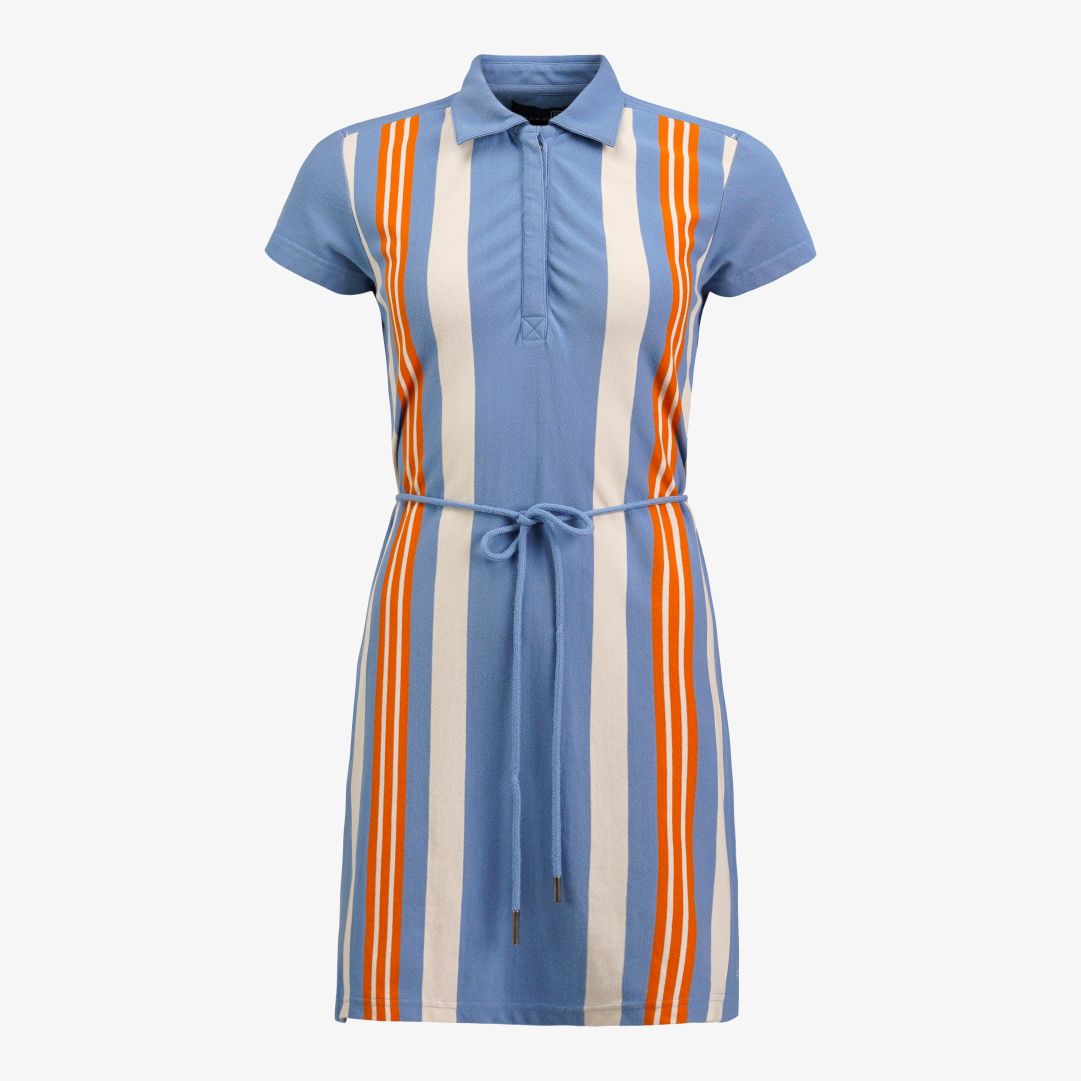W Yawl Dress, Forget-me-not Stripe En klassisk pikéklänning i ny tappning med retro-design