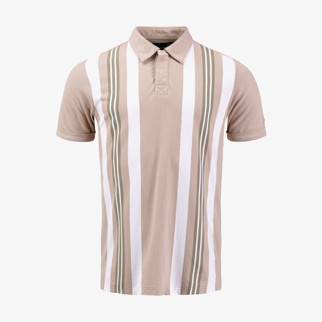 Yawl Polo, Lt. Beige Oak Stripe En klassisk bomullspiké i ny tappning som tillför en cool retroprägel